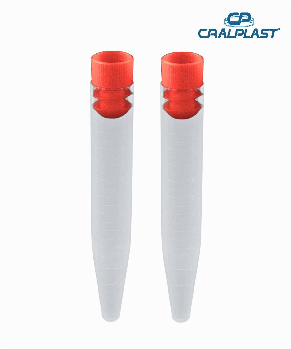 Tubo cônico PP 12mL  com tampa  vermelha estéril individual